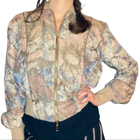 Amber Sakai Tapestry Bomber Jacket Floral Pastels Rare - Picture 3 of 11